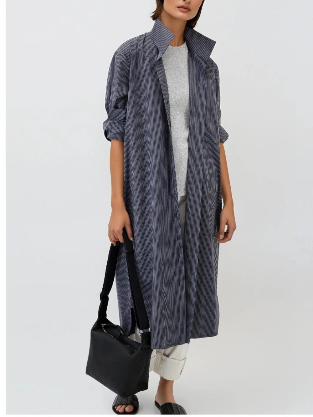 Jarbo Long Duster Midi Shirt Dress Jacket Coat Lightweight 100% Cotton Lagenlook